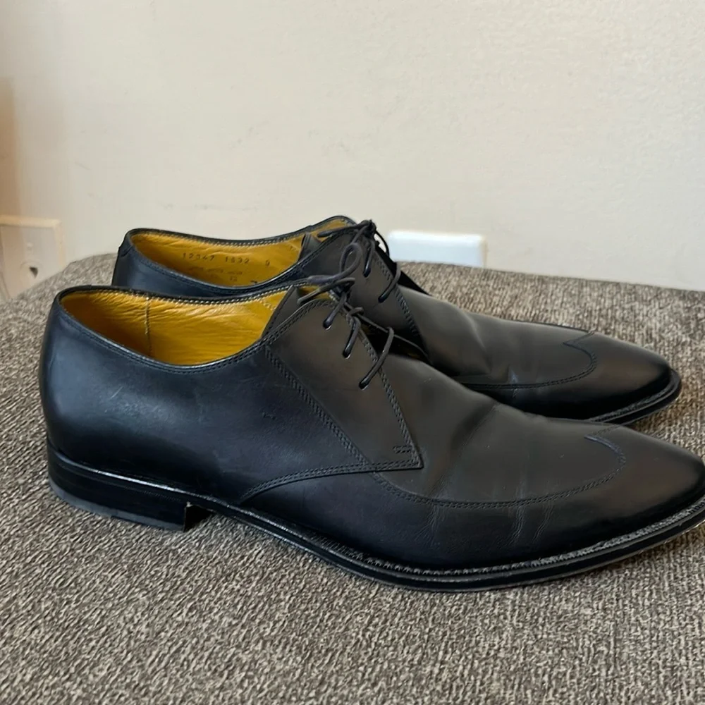 Boss Hugo Boss Mens Lace Up Wing Tip Oxford Black‎ Leather Shoes 9